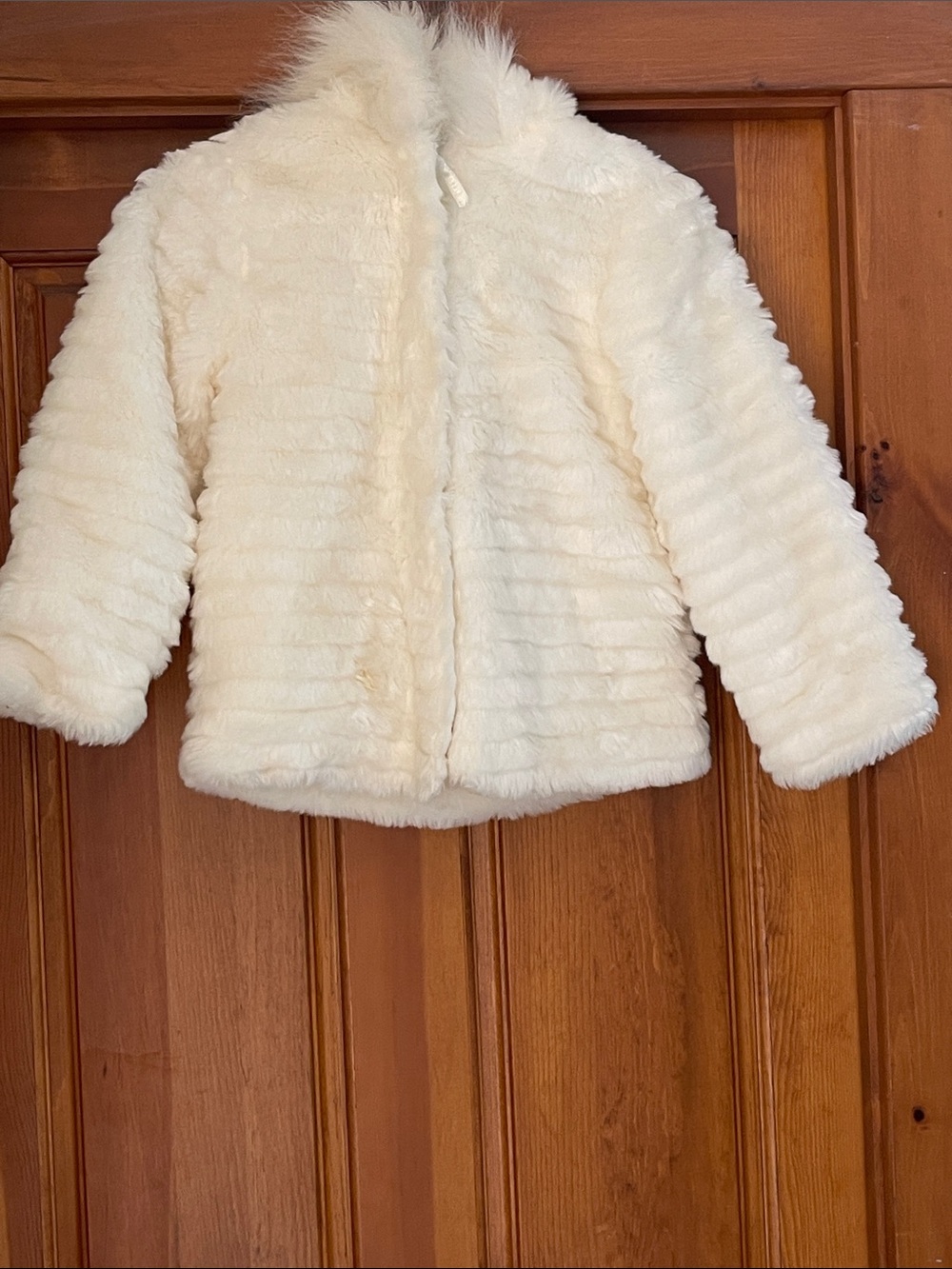 Rothschild Cream Faux Fur Jacket with Hood for Kids